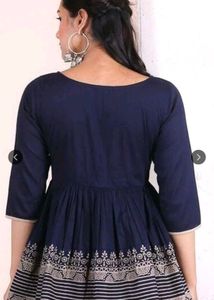 Stylish Blue Kurta with Border Print