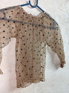 Sheer Polka Dot Blouse Cropped