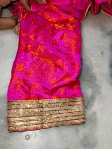 Vibrant Pink Brocade Blouse customised in botique