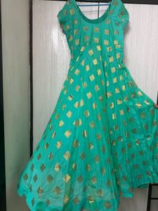 Green &amp; Gold Square Pattern Dress