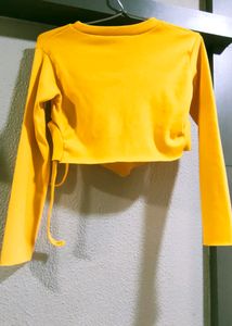 Ribbed Full Sleeves Crop Top