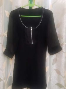 Black Bigger Round Neck Top