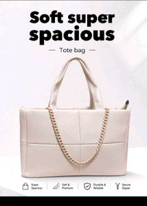 Chic Padded Tote Bag with Chain Detail