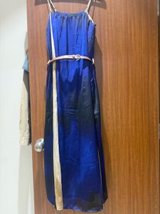 Stunning Blue Maxi Dress with Belt