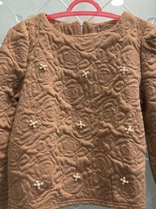 Quilted Rose Pattern Crop Top