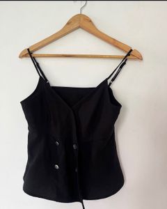 Black Button-Up Cami Top