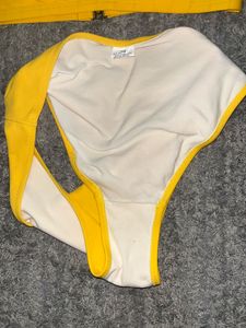 Yellow Halter Bikini Set with Buckle Closure