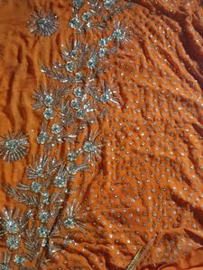 Orange Embroidered Saree