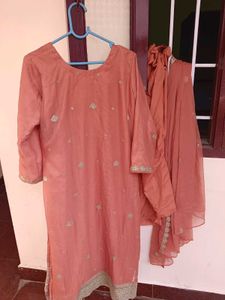 Elegant Peach Kurta Set with Dupatta