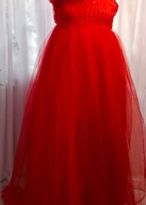 Stunning Red Tulle One-Shoulder Gown