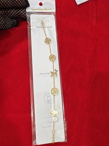 Gold Tone Stainless Steel Charm Bracelet