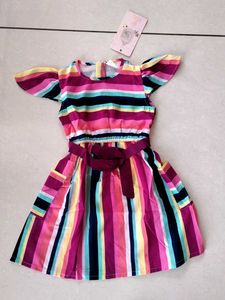LILPICKS Striped Girls' Dress with Belt