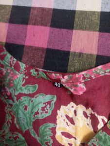 Maroon Floral Print Kurta