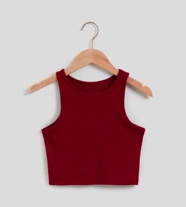 Maroon Ribbed Crop Tank Top