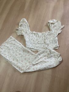 Hnm Floral Crop Top & Skirt