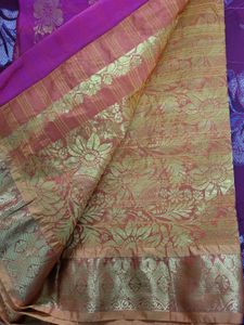 Vibrant Pink pattu Saree with Gold Border