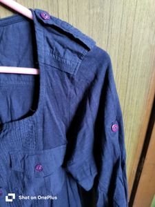 Blue Button-Down Top