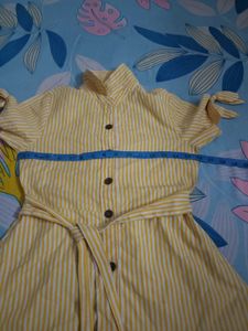 Yellow &amp; White Striped Button-Up Top