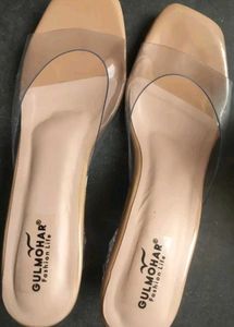 Clear Heel Mules with crystal block heels