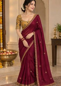 New Saree with heavy stitched blouse upto 44