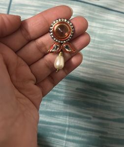 Elegant Pearl Drop Kundan Earrings