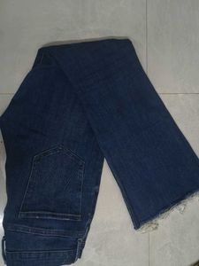 Women's Flared Blue Denim Jeans High waist