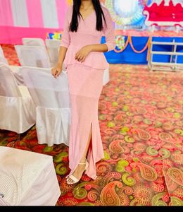 Elegant Pink Peplum Gown
