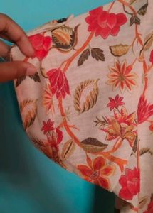 Floral Print Kurti for women straight beige