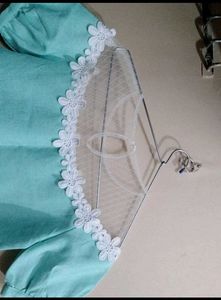 Aqua Blue Off-Shoulder Top with Lace Detail