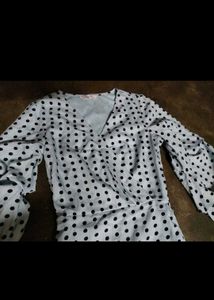 Elegant Blue Polka Dot Midi Dress
