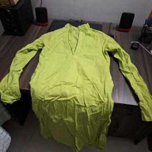 Lime Green Cotton Kurta Shirt
