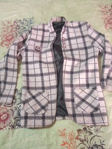 Stylish Plaid Blazer with Embellishments