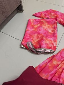 Pink &amp; Orange Tie-Dye Anarkali Dress
