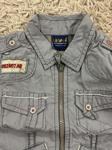 Boys Grey Bomber Jacket with Patches