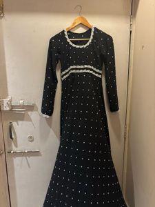 Elegant Black Polka Dot Maxi Dress