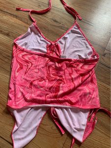 Vibrant Pink Swirl Halter Crop Top
