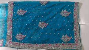 Blue Net Saree
