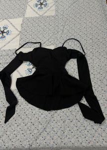 Chic Black Off-Shoulder Peplum Top