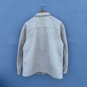 Beige Wool Blend Overshirt Jacket