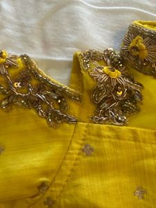 Yellow &amp; Green Embellished Lehenga Choli