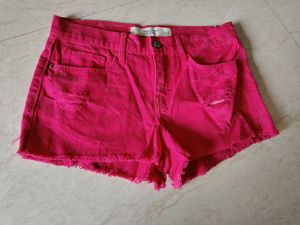 Pink Distressed Shorts