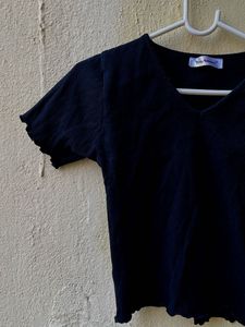 Set Of 2 pinteresty Black and blue V-Neck ribbed
