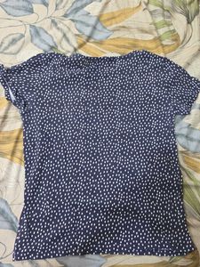Mango Navy White Polka Dot T-Shirt