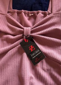 Peach Ruched Top with Ruffle Sleeves
