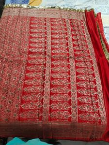 Bridal Red Silk Saree with Gold Border
