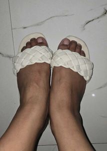 White Braided Flat Sandals