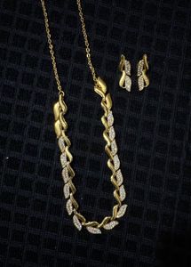 Gold Leaf Necklace &amp; Earring Set