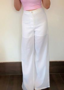 Shein White Wide Leg Pants