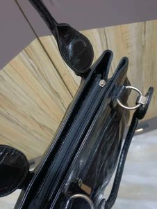 Chic Black Croc Embossed Handbag