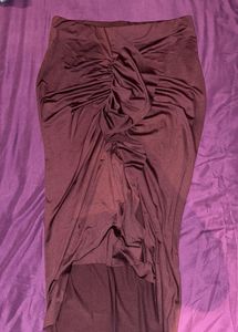 Elegant Ruched wine Skirt